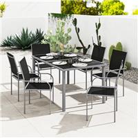 Outsunny 7 Piece Garden Dining Set, Steel Outdoor Table & Chairs Refurbished