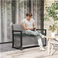 Outsunny Rattan Garden Bench w/ Storage, Inner Bag, 151.5L Bench Refurbished