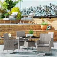 Outsunny Rattan Outdoor Dining Table and Chairs for 4, Refurbished