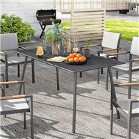 Outsunny Garden Dining Table for 6 Person with Slat Top, Steel Frame Refurbished