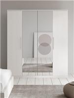 Prague 4 Door Mirror Wardrobe White Modern Functional Solution Bedroom Furniture