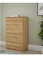 Lisson 5 Drawer Chest New Oak | Handle-Free Design | 128cm Tall