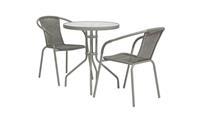 2 Seater Rattan Effect Garden Bistro Set Grey Patio Furniture Outdoor