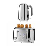Salter Muse Toaster & 1.7L Kettle Set - Wide Slots, Premium Chrome Finish