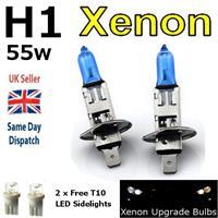 H1 55w SUPER WHITE XENON (448) Head Light Bulbs 12v Road Legal W