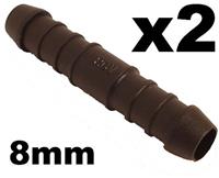 2x 8mm 5/16 Straight In-Line Hose Tube Pipe Connector Joiner Air Fuel Water