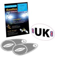 Eurolites Headlamp Headlight Beam Adaptors European Driving and UK Sticker