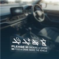 3x NO SMOKING VAPING FOOD DRINK IN VEHICLE Notice Car Van Taxi Window Stickers