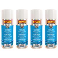 Hycote Colour Spray Paint Aerosol XUK032 Gloss White 400mL x 4 Fast Drying