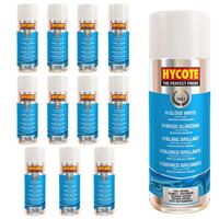 Hycote Colour Spray Paint Aerosol XUK032 Gloss White 400mL x 12 Fast Drying