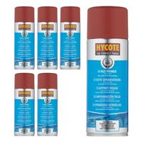 Hycote Colour Spray Paint Aerosol XUK0303 Red Primer 400mL x 6 Fast Drying