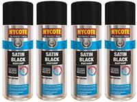 Hycote Satin Black Fast Drying Aerosol Spray Paint 400ml *4