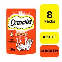 8 x 60g Dreamies Adult 1+ Cat Treats Chicken Cat Biscuits (480g)