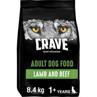 8.4kg Crave Natural Grain Free Adult Dry Dog Food Biscuits Lamb & Beef (3x2.8kg)