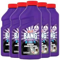 5 x Cillit Bang Drain & Sink 3 In 1 Unblocker Power Cleaner Odour Stop Gel 500ml