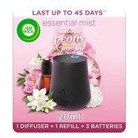 Air Wick Air Freshener Essential Mist Peony & Jasmine Unit + 1 x 20ml Refill