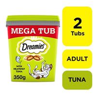 2 x 350g Dreamies Adult Cat Treats Tubs Tuna Cat Biscuits (700g)