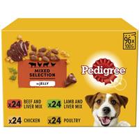 96 x 100g Pedigree Adult Wet Dog Food Pouches Mixed Selection in Jelly
