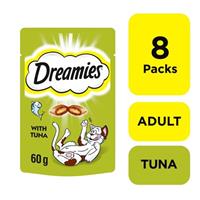 8 x 60g Dreamies Adult Cat Treats Tuna Cat Biscuits (480g)