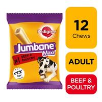 12 Pedigree Jumbone Maxi Large Dog Treat Beef & Poultry Dog Chews (12x180g)