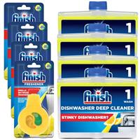 Finish Dishwasher Freshener & Cleaner Multi-Pack Lemon 4 x Cleaner 4 x Freshener