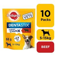 10 x 68g Pedigree Dentastix Chewy Chunx Mini Dog Treat Beef Flavour