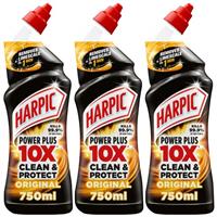 3 x Harpic Power Plus Max Disinfectant Toilet Cleaner Limescale Removal 750ml