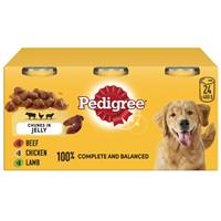 24 x 400g Pedigree Adult Wet Dog Food Tins Mixed Meaty Meals in Jelly Dog Can