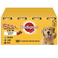 24 x 385g Pedigree Adult Wet Dog Food Tins Mixed Selection in Jelly Dog Can