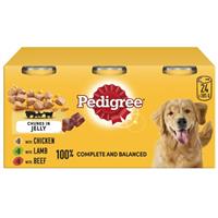 24 x 385g Pedigree Adult Wet Dog Food Tins Mixed Selection in Jelly Dog Can