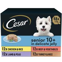 48 x 150g Cesar Senior Wet Dog Food Trays Mixed Selection in Jelly