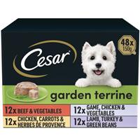 48 x 150g Cesar Garden Terrine Adult Wet Dog Food Trays Mixed Selection in Loaf