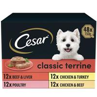 48 x 150g Cesar Classics Adult Wet Dog Food Trays Mixed Selection in Loaf
