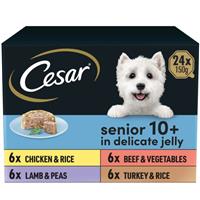 24 x 150g Cesar Senior Wet Dog Food Trays Mixed Selection in Jelly