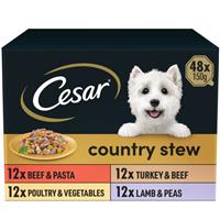 48 x 150g Cesar Country Kitchen Adult Wet Dog Food Trays Mixed in Gravy