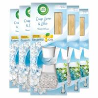 5 x Air Wick Crisp Linen & Lilac 33ml Reed Diffuser Natural Essential Oils