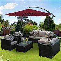 3M Hanging Banana Parasol Garden Patio Sun Shade Cantilever Umbrella Wine Red
