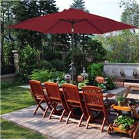 2.7M Round Parasol Garden Outdoor Patio Sun Shade Umbrella Tilt Crank Wine Red