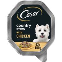 42 x 150g Cesar Country Kitchen Adult Wet Dog Food Tray Chicken & Veg in Gravy