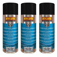 Hycote Colour Spray Paint Aerosol XUK0121 Black Engine Enamel 400mL x 3 Fast Dry