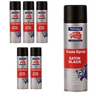 Tetrosyl Satin Black Trade Aerosol Adjustable Nozzle Spray Paint 500ml X6