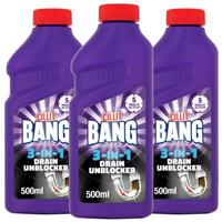 3 x Cillit Bang Drain & Sink 3 In 1 Unblocker Power Cleaner Odour Stop Gel 500ml