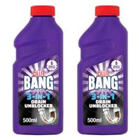 2 x Cillit Bang Drain & Sink 3 In 1 Unblocker Power Cleaner Odour Stop Gel 500ml