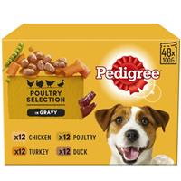 48 x 100g Pedigree Adult Wet Dog Food Pouches Mixed Varieties In Gravy