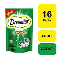 16 x 60g Dreamies Catnip Cat Treats Vitamins & Minerals Cat Biscuits (960g)