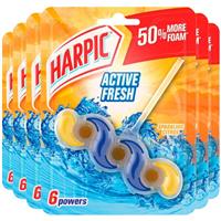 6 x Harpic Active Fresh Toilet Blocks 6 Powers Sparkling Citrus Scent 35g