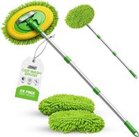 TELESCOPIC CAR CLEANING BRUSH MICROFIBER MOP WASH KIT SCRATCH INCLUDES 2 MITTENS