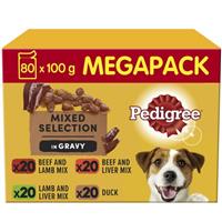 80 x 100g Pedigree Adult Wet Dog Food Pouches Mixed Farmers Selection in Gravy