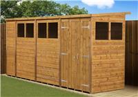 Empire Pent Garden Shed Wooden Shiplap Tongue & Groove 14X4 14ft x 4ft Double Do