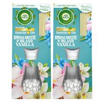 2 x Air Wick Reed Diffuser Air Freshener Spring Breeze & Island Vanilla 33ml